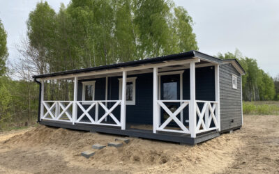 Dom drewniany 25 m² z tarasem 16 m² – do zamieszkania, na działkę lub pod wynajem