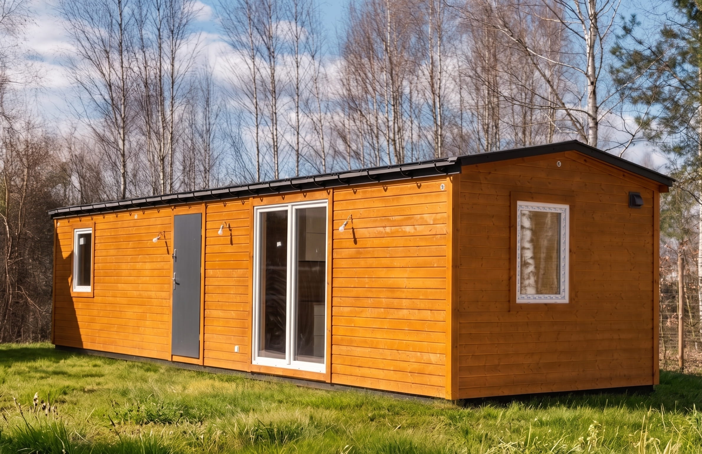 Duzy Domek Drewniany Caloroczny Letniskowy Szkieletowy Mobilny Min
